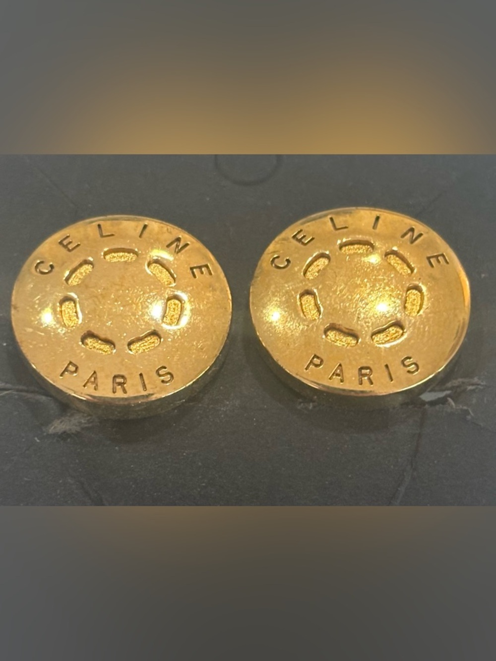 Celine Gold Logo Button Set earrings